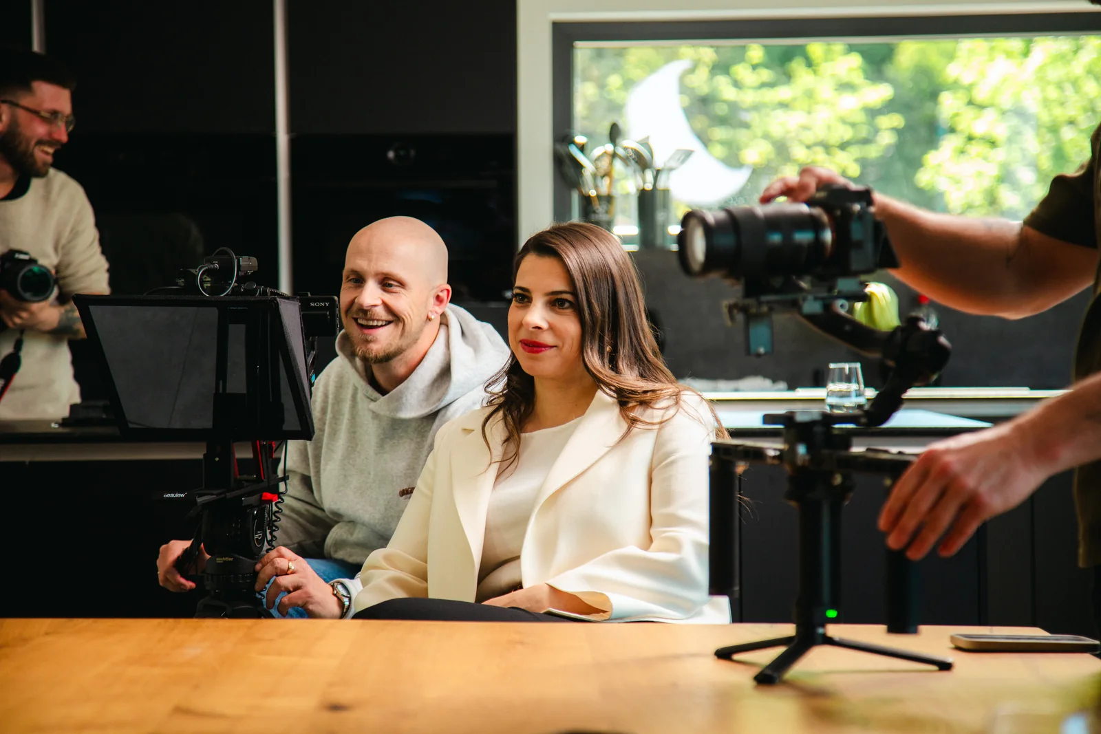 Dreh mit Gimbal und Teleprompter